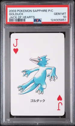 2003 POKEMON SAPPHIRE VERSION PLAYING CARDS JACK OF HEARTS GOLDUCK PSA 10 - Image 1