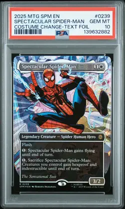 2025 MAGIC THE GATHERING MARVEL'S SPIDER-MAN #0239 SPECTACULAR SPIDER-MAN PSA 10 - Image 1