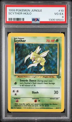 1999 POKEMON JUNGLE #10 SCYTHER-HOLO PSA 4 - Image 1