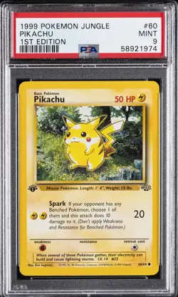 1999 POKEMON JUNGLE 1ST EDITION #60 PIKACHU PSA 9 - Image 1