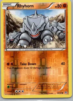 Pokemon Rhyhorn Generations 49/83 Light Play LP+ reverse holo - Image 1