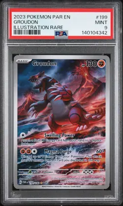 2023 POKEMON PAR EN-PARADOX RIFT ILLUSTRATION RARE #199 GROUDON PSA 9 - Image 1