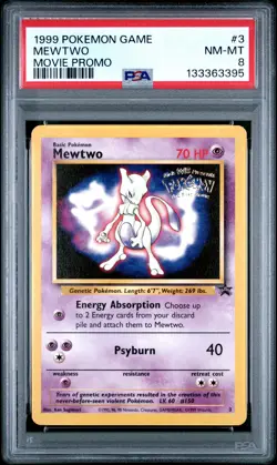 1999 POKEMON GAME MOVIE PROMO #3 MEWTWO PSA 8 - Image 1