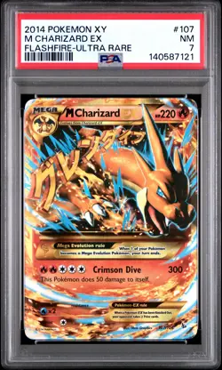 2014 POKEMON XY FLASHFIRE ULTRA RARE #107 M CHARIZARD EX PSA 7 - Image 1