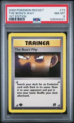 2000 POKEMON ROCKET 1ST EDITION #73 THE BOSS'S WAY PSA 8 - Image 1