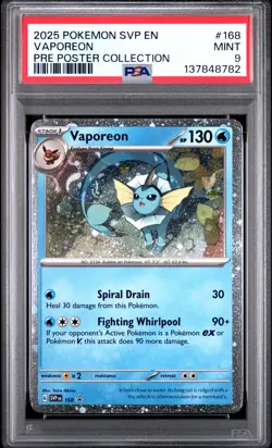 2025 POKEMON SVP EN-SV BLACK STAR PROMO #168 VAPOREON PSA 9 - Image 1