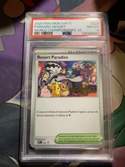 Pokemon Worlds 2025 Italian Paradise Resort SVP 224 Anaheim Promo Psa 8 - Image 1