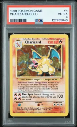 1999 POKEMON BASE SET UNLIMITED #4 CHARIZARD-HOLO PSA 4 - Image 1