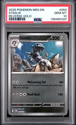 2025 POKEMON MEG EN-MEGA EVOLUTION REVERSE HOLO #093 STEELIX PSA 10 - Image 1