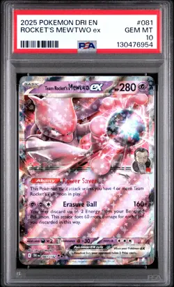 2025 POKEMON DRI EN-DESTINED RIVALS #081 TEAM ROCKET'S MEWTWO EX PSA 10 - Image 1