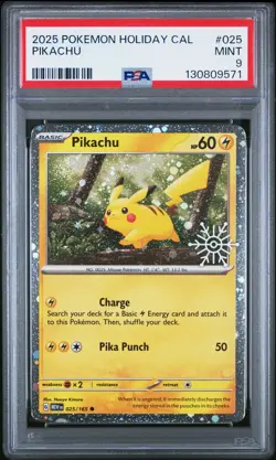 2025 POKEMON HOLIDAY CALENDAR #025 PIKACHU PSA 9 - Image 1