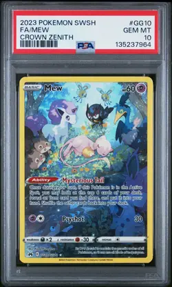 2023 POKEMON SWORD & SHIELD CROWN ZENITH #GG10 FULL ART/MEW PSA 10 - Image 1
