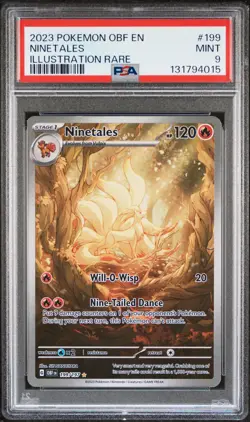 2023 POKEMON OBF EN-OBSIDIAN FLAMES ILLUSTRATION RARE #199 NINETALES PSA 9 - Image 1