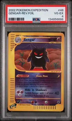 2002 POKEMON EXPEDITION #48 GENGAR-REVERSE FOIL PSA 4 - Image 1