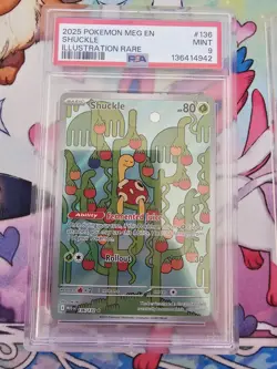 2025 Shuckle 136/132 Illustration Rare Pokemon Mega Evolution PSA 9 - Image 1