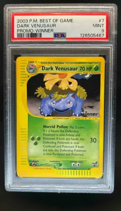 2003 Pokemon Best Of Game Dark Venusaur Promo Winner #7 PSA 9 - Image 1