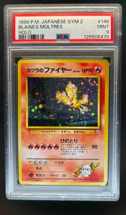 1999 Pokemon Challenge from Darkness JP Blaine's Moltres Rare Holo #146 PSA 9 - Image 1