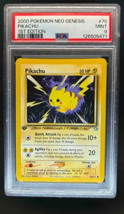 2000 Pokemon Neo Genesis 1st Edition Pikachu #70/111 PSA 9 - Image 1
