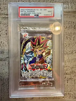 Yu-Gi-Oh! Metal Raiders 1st Edition Booster Pack PSA 9 Mint - Image 1