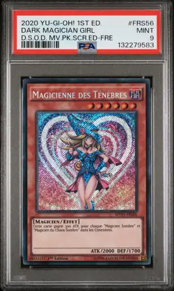 2020 YU-GI-OH! THE DARK SIDE 1ST EDITION-FRENCH #FRS56 DARK MAGICIAN GIRL PSA 9 - Image 1