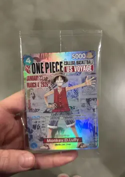 AUTHENTIC Bandai Monkey D. Luffy Promo Holo Card One Piece College Basketball - Image 1