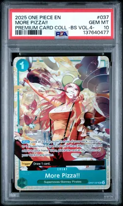 2025 ONE PIECE PREMIUM COLLECTION BEST SELECTION VOL.4 #037 MORE PIZZA!! PSA 10 - Image 1