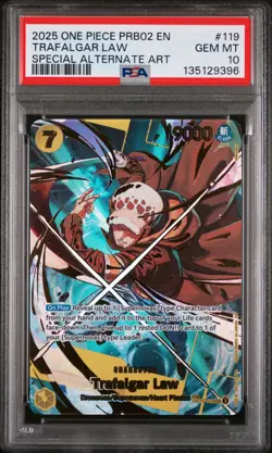 2025 ONE PIECE PREMIUM BOOSTER SPECIAL ALTERNATE ART #119 TRAFALGAR LAW PSA 10 - Image 1