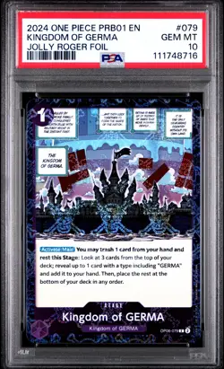 2024 ONE PIECE PRB01 JOLLY ROGER FOIL #079 KINGDOM OF GERMA PSA 10 - Image 1