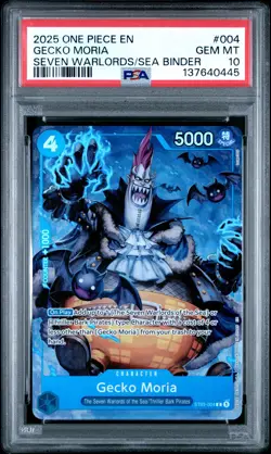 2025 ONE PIECE SEVEN WARLORDS OF THE SEA BINDER SET #004 GECKO MORIA PSA 10 - Image 1