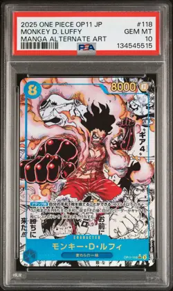 2025 ONE PIECE JAPANEA FIST OF DIVINE SPEED MANGA ALT ART MONKEY D. LUFFY PSA 10 - Image 1