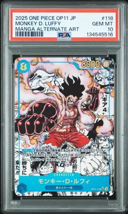 2025 ONE PIECE JAPANEA FIST OF DIVINE SPEED MANGA ALT ART MONKEY D. LUFFY PSA 10 - Image 1