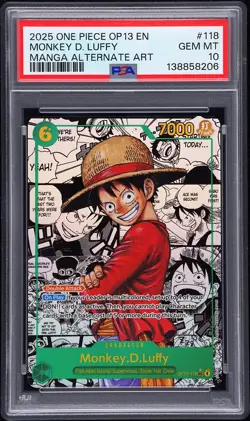 2025 ONE PIECE CARRYING ON HIS WILL MANGA ALT ART #118 MONKEY D. LUFFY PSA 10 - Image 1