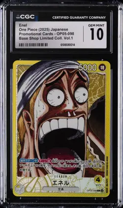 2025 ONE PIECE JAPANESE BASE SHOP LTD COLLECTION VOL. 1 #OP05-098 ENEL CGC 10 - Image 1