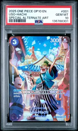 2025 ONE PIECE OP10-ROYAL BLOOD SPECIAL ALTERNATE ART #001 USO-HACHI PSA 10 - Image 1