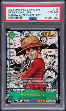 2025 ONE PIECE OP13-CARRYING ON HIS WILL #118 MONKEY D. LUFFY MANGA PSA 10 ART - Image 1