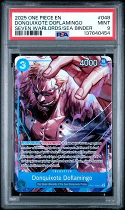 2025 ONE PIECE SEVEN WARLORDS OF THE SEA BINDER SET DONQUIXOTE DOFLAMINGO PSA 9 - Image 1