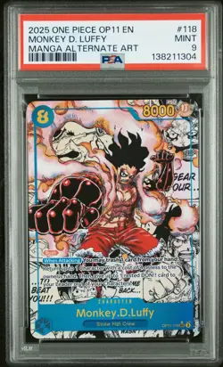 2025 ONE PIECE A FIST OF DIVINE SPEED MANGA ALT ART #118 MONKEY D. LUFFY PSA 9 - Image 1