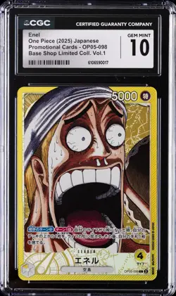 2025 ONE PIECE JAPANESE BASE SHOP LTD COLLECTION VOL. 1 #OP05-098 ENEL CGC 10 - Image 1