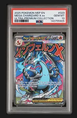 2025 POKEMON MEP EN-ME BLACK STAR PROMO #023 MEGA CHARIZARD X EX PSA 10 - Image 1