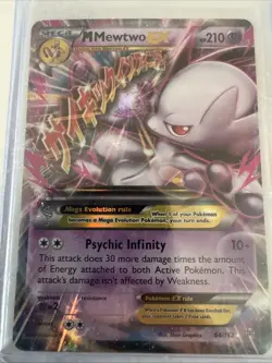 Pokemon M Mega Mewtwo EX Ultra Rare Holo TCG Card 64/162 XY Breakthrough LP - Image 1