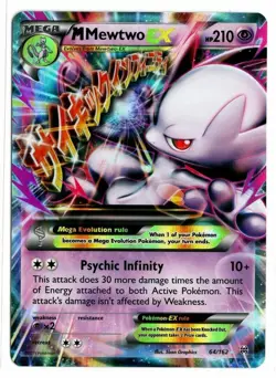 ULTRA RARE Mega M Mewtwo EX 64/162 XY Breakthrough Pokemon TCG Holo Foil - LP - Image 1