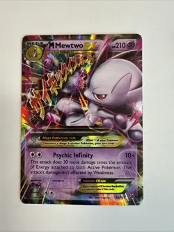 Pokemon M Mega Mewtwo EX Ultra Rare Holo TCG Card 64/162 XY Breakthrough LP - Image 1