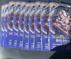 10 x One Piece OP14 - THE AZURE SEA’S SEVEN - Sleeved Blister Booster Packs Lot - Image 1