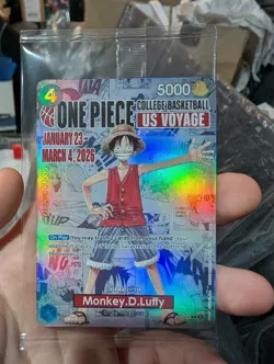 One Piece Monkey D. Luffy College Basketball US Voyage P-055 Promo Card Sealed - Image 1