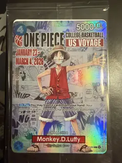 One Piece Monkey D. Luffy US Voyage College Basketball Card Rutgers Sealed - Image 1