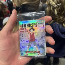 One Piece Monkey D. Luffy US Voyage College Basketball Card Rutgers 1/23 IN HAND - Image 1