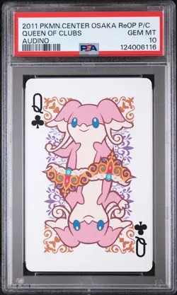 2011 POKEMON CENTER OSAKA REOPENING PLAYING CARDS AUDINO QUEEN OF CLUBS PSA 10 - Image 1