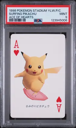 1998 POKEMON STADIUM YELLOW VERSION PLAYING CARDS SURFING PIKACHU PSA 9 - Image 1