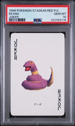 1998 POKEMON STADIUM RED VERSION PLAYING CARDS JOKER EKANS PSA 10 - Image 1