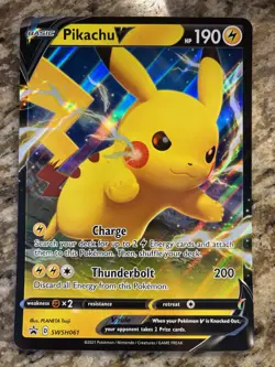 Pikachu V SWSH061 Black Star Promo Pokemon Card TCG 2021 JUMBO Sword & Shield NM - Image 1